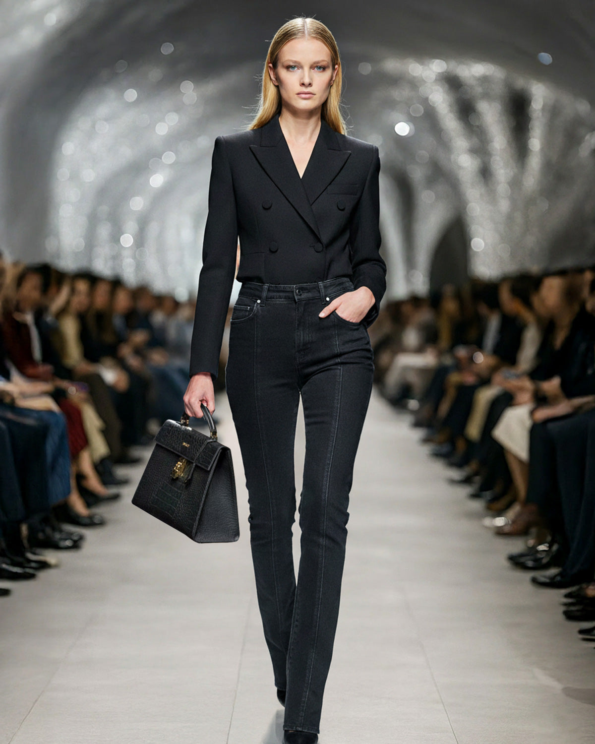 DAWODY Luxury Bag in Cayman Black Mango Leather. A masterpiece made from mango fruit